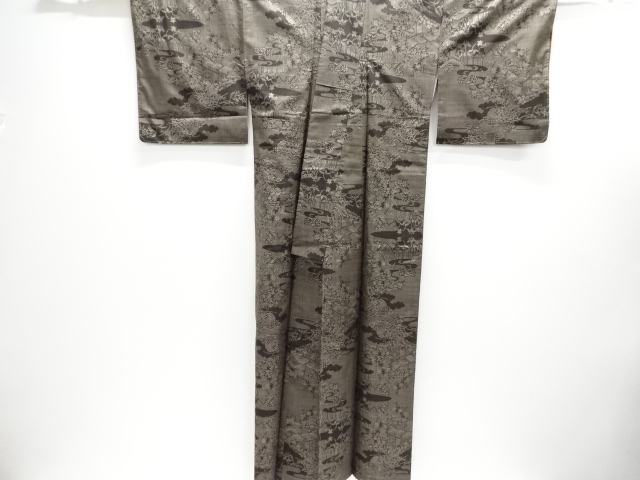  未使用品　流水に草花模様織り出し本場泥大島紬着物(5マルキ)